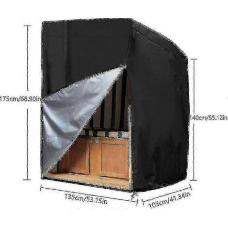Housse de protection pour chaise de plage Strandkorb en tissu Oxford imperméable et indéchirable 135 x 105 x 175 cm / 140 cm (1/3)