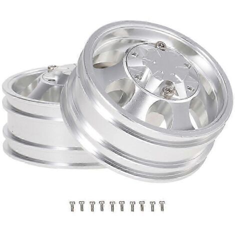 Jantes avant de simulation RC Beadlock pour tracteur Tamiya 1/14, couleur argent (1/5)