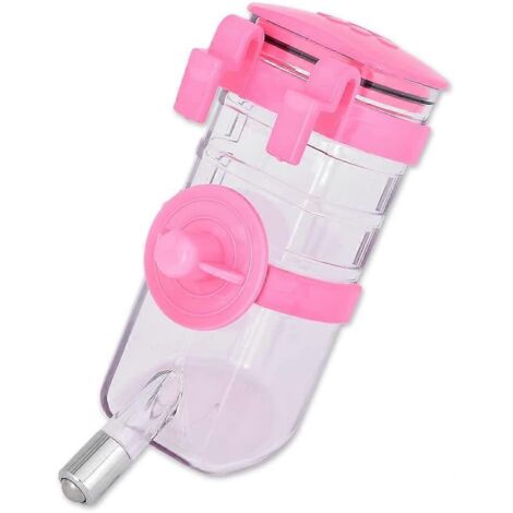 Bouteille d'eau anti-goutte DISTINCTIVE STYLE pour lapin, 350 ml/12 oz, distributeur d'eau suspendu pour cage de chien - Rose (1/5)