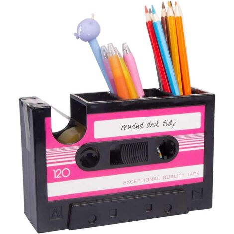 Porte-stylo adhésif créatif, distributeur de ruban adhésif rétro, boîte de rangement pour fournitures de bureau, boîte de rangement pour fournitures de bureau (rose) (1/4)