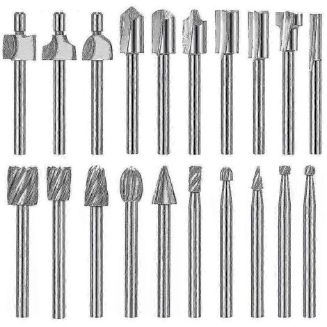 Ensemble de 20 fraises HSS pour Dremel Proxxon, pour la sculpture sur bois, la gravure et le fraisage, queue de 3,175 mm (1/8") (1/5)