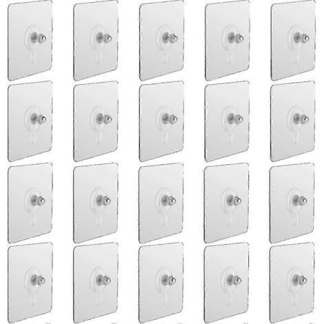 Lot de 20 clous de suspension auto-adhésifs, crochets muraux à vis sans perçage, étanches, pour salle de bain et cuisine. (1/5)