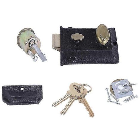 Serrure de porte extérieure à ressort vintage en fonte, antivol durable (Image 1) (1/2)
