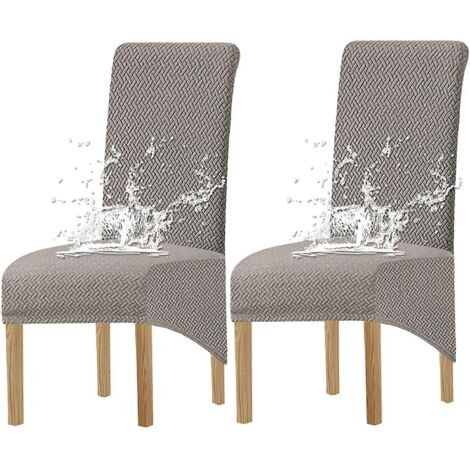 Housse de chaise de salle à manger extensible en jacquard 2024 (Gris clair, 1 ou 2 pièces) (1/5)