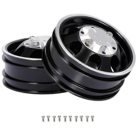 Jantes avant de simulation RC Beadlock pour tracteur Tamiya 1/14, noir (1/5)