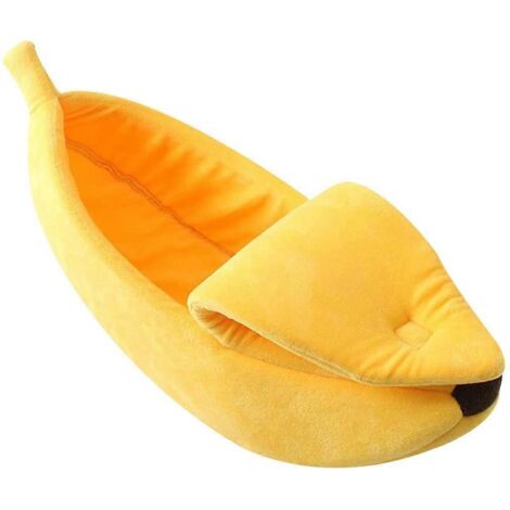 Nid douillet en forme de banane pour chien ou chat, moelleux et chaud, en polaire douce et pelucheuse. (1/5)