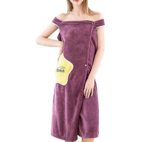 Peignoir de bain femme à séchage rapide en microfibre douce, jupe de bain absorbante pour la douche, violet (1/5)
