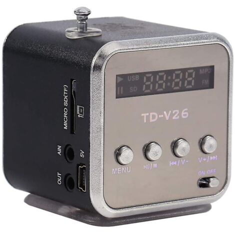 2024Mini Enceinte, Radio FM portable stéréo, Prise casque 3,5 mm, Lecteur de musique, Carte TF (1/4)