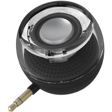 Enceinte USB, enceinte avec entrée ligne, prise audio jack 3,5 mm, format mini compact et rond, basses puissantes et claires, batterie intégrée, port micro USB (1/5)