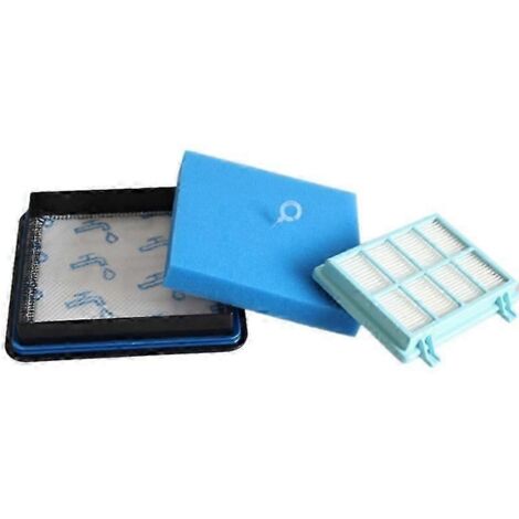 Kit de filtre en mousse lavable pour moteur d'aspirateur Philips Power Pro Compact FC9331/09 FC9332/09 FC8010/01 ClBlue noir blanc (1/5)