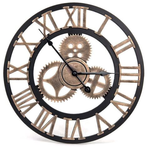 Horloge murale vintage - Style artistique européen avec couronne décorative et chiffres romains - Fabrication artisanale 3D (1/5)