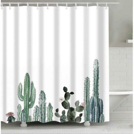 Rideau de douche Cactus Decor au design moderne et épuré, doublure de rideau de douche imperméable en polyester avec crochets, pour une salle de bain élégante et raffinée. (1/4)