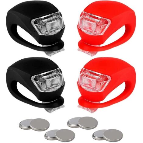 Éclairage vélo - Kit d'éclairage LED avant et arrière en silicone - Phare avant/arrière haute intensité, multifonctionnel et résistant à l'eau - Feu arrière pour la sécurité à vélo, chauve-souris (1/4)