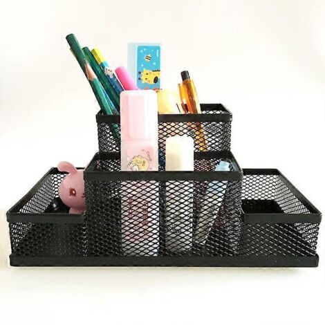 Boîte de rangement métallique pour bureau à domicile, porte-stylos et crayons, rangement pour fournitures de bureau, 1 pièce (1/5)