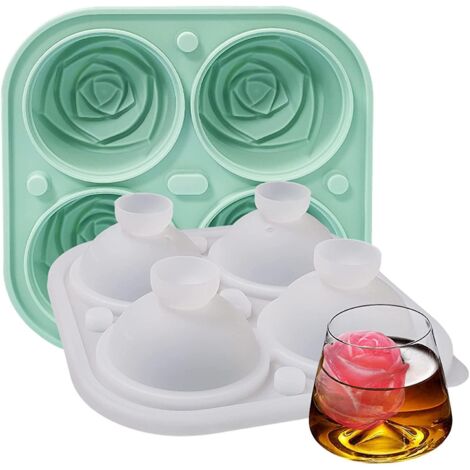 Bac à glaçons en silicone empilable et peu encombrant avec couvercle amovible anti-éclaboussures, pour gelée, jus, cocktails, whisky, vert (1/4)