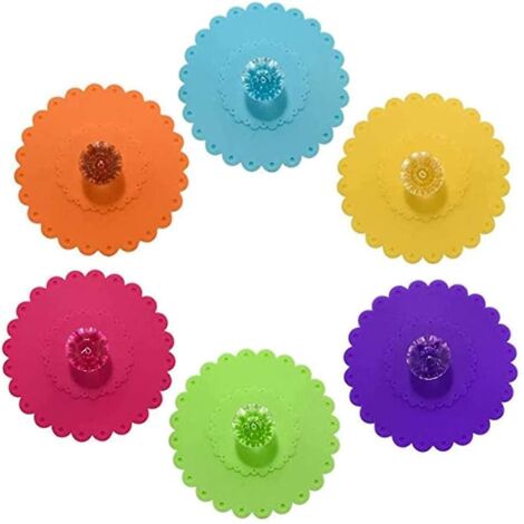 20246 couvercles en silicone pour verres et tasses, couvercle rond créatif de 11 cm avec motif diamant coloré, couvercle anti-poussière (1/5)
