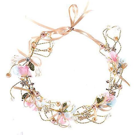Cadeau pour la fête des enfants 2024 : Guirlande de fleurs faite main pour la mariée, bandeau avec nœud, couronne pour demoiselle d'honneur et enfant (1/5)