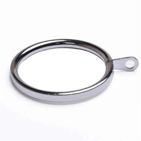 Lot de 20 anneaux de tringle à rideaux en métal argenté avec œillets de fixation, grands anneaux décoratifs ronds et robustes. (1/5)