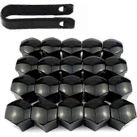 20 cache-écrous de roue de 21 mm, cache-écrous hexagonaux (noirs) (1/5)