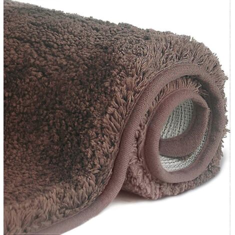 Tapis de bain antidérapant en microfibre à poils longs, tapis de sol lavable en machine avec microfibre douce et absorbante (1/5)
