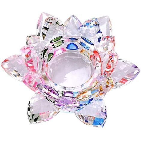 Bougeoir en verre en forme de fleur de lotus, bougeoir décoratif, base en verre pour bougie votive (1/5)