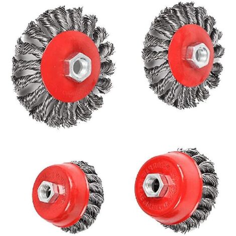 Kit de 4 brosses métalliques à nœud torsadé pour meuleuse d'angle de 115 mm (1/5)