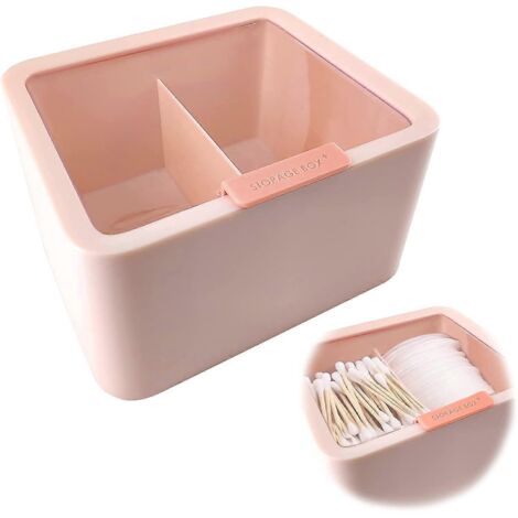 Boîte de rangement pour coton 2024 avec couvercle transparent, porte-cotons-tiges, boîte de rangement pour éponges à maquillage, pot distributeur (1/5)