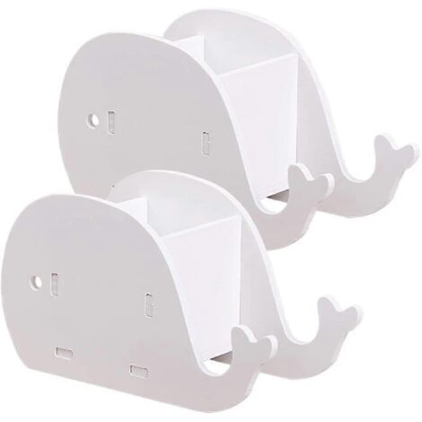 Lot de 2 porte-crayons/stylos de bureau en forme de baleine, en bois et plastique, avec support pour téléphone portable, pour adultes et enfants - Blanc (1/5)