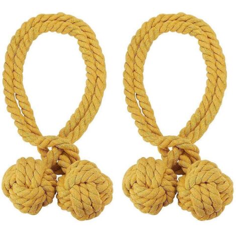 paire d'embrasses décoratives tricotées à la main pour rideaux, embrasses en corde de coton. (1/5)