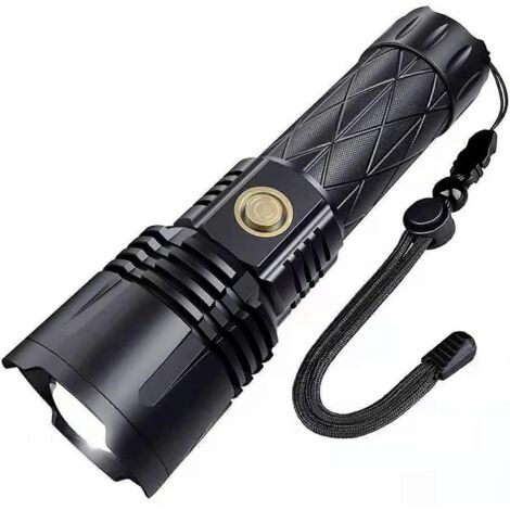 Lampe torche LED XHP90, TPYC-C, lampe torche à recharge rapide ultra-lumineuse, résistante aux balles et étanche. (1/5)