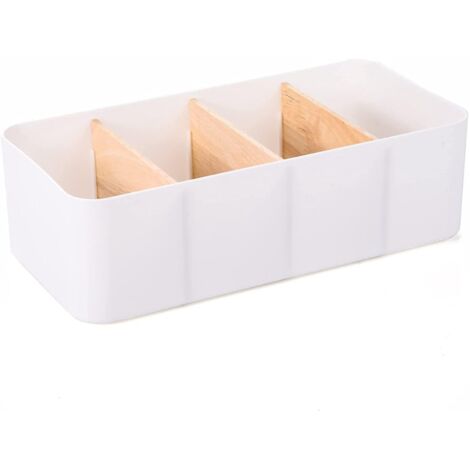 Boîte de rangement de bureau en bois, organisateur de fournitures de bureau polyvalent, rangement pour bureau, papeterie (1/5)