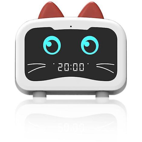Enceinte Bluetooth radio multifonctionnelle LED rechargeable avec son de bonne qualité, chat blanc (1/3)