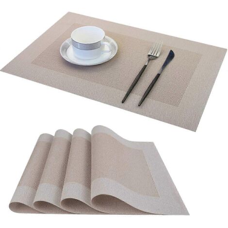 Sets de table en PVC antidérapants, lot de 4, lavables et résistants à l'usure et à la chaleur, parfaits pour les enfants à la maison ou au restaurant. (1/4)