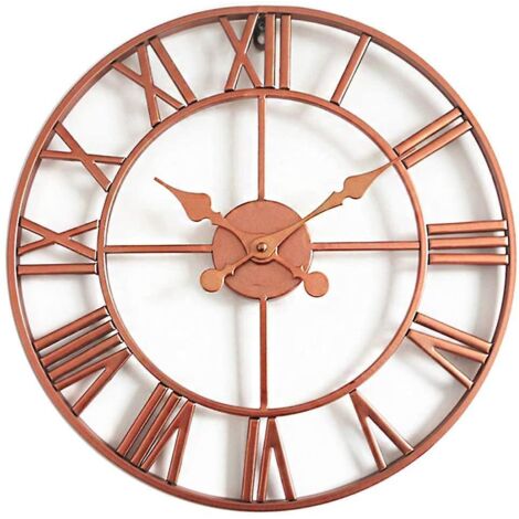 Horloge murale vintage à chiffres romains, silencieuse, pour la décoration intérieure (salon, cuisine, café, hôtel, bureau), 40 cm. (1/5)