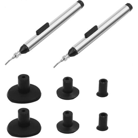 Stylo à vide avec 3 ventouses, outil de dessoudage pour petites pièces, idéal pour ramasser les puces, verre sans poussière (2 jeux, argent) (1/5)