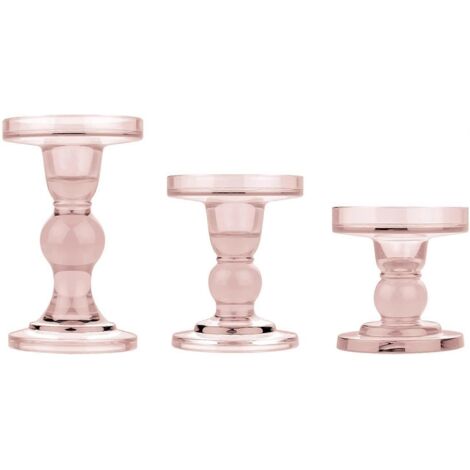 Bougeoirs en verre [Lot de 3], bougeoirs transparents, chandeliers en cristal à base ronde, style américain (1/5)