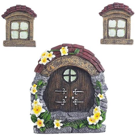 Décorations d'arbres féeriques (portes et fenêtres) 2024, statues d'arbres miniatures phosphorescentes pour jardin extérieur, fées miniatures (1/5)