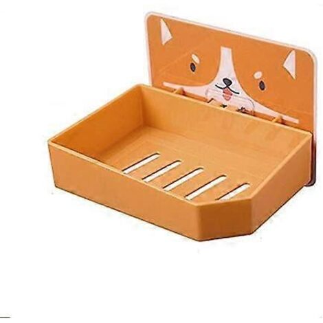 Porte-savon mural robuste avec égouttoir, boîte à savon de salle de bain mignonne et amusante, porte-savon en plastique pour éponge (couleur : orange) (1/5)