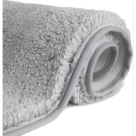 Tapis de bain antidérapant en microfibre à poils longs, tapis de sol lavable en machine avec microfibre douce et absorbante (1/5)