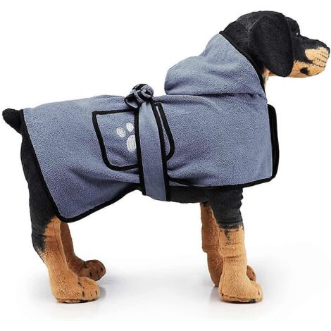 Peignoir de bain 2024 pour chiens de petite, moyenne et grande taille, serviette ultra-absorbante, séchage rapide, peignoir de bain pour chien avec double épaisseur (1/5)