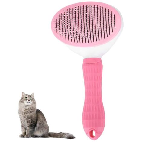 Brosse pour chien, peigne pour chat, brosse de massage pour chien, brosse nettoyante pour animaux avec masseur anti-poils (rose) (1/5)