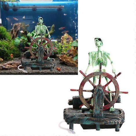 Ornement d'aquarium 2024, Capitaine pirate, Décoration pour aquarium, Squelette marin sous-marin, Fonctionnement à air comprimé (1/5)