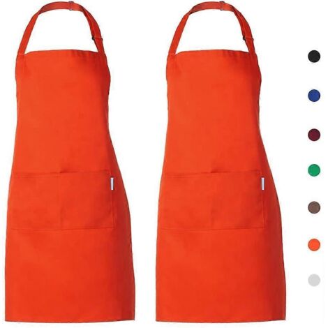 Tablier de cuisine avec 2 poches, tablier à bavette pour femmes et hommes, avec sangle de cou ajustable. (1/3)