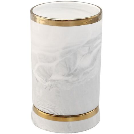 2024 Porte-ustensiles de cuisine : Pot à couverts en céramique blanche avec bordure dorée, style moderne et luxueux (1/5)