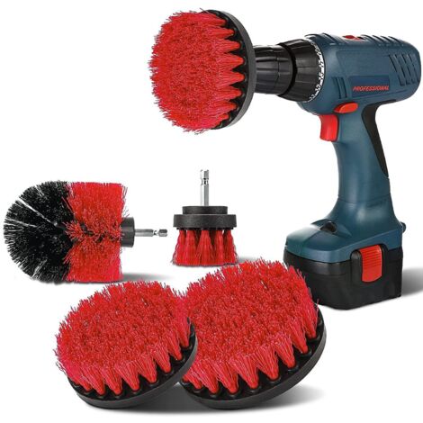 Lot de 4 brosses de nettoyage pour perceuse, brosses rotatives de 2, 3,5, 4 et 5 pouces pour perceuse électrique (taille moyenne). (1/5)