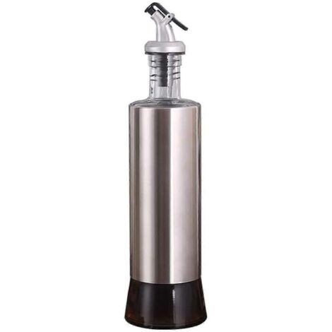 Bouteille à huile en verre et acier inoxydable 2024, bouteille distributrice de vinaigrette avec entonnoir - Verseur de vinaigrette (1/5)