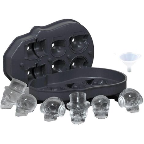 Moule à glaçons en silicone en forme de crâne 20243D avec couvercle, pour verres à gin ou à whisky. (1/5)
