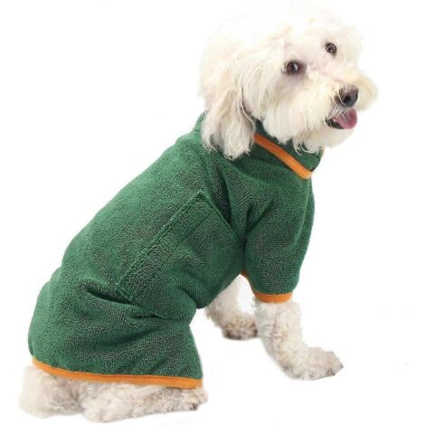 Peignoir de bain ajustable en microfibre pour petit chien, serviette de bain ultra-absorbante pour sécher après le bain. (1/5)