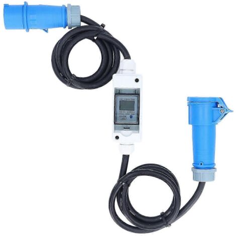 Prise CEE 3 broches 220-250 V CA 16 A avec compteur numérique LCD 220 V pour camping-car. (1/4)