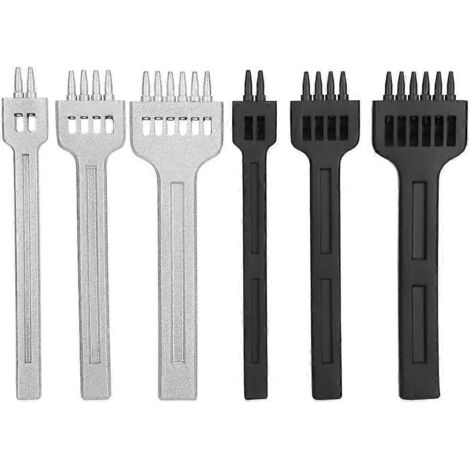 Ensemble de 6 outils de perforation pour cuir, 2/4/6 trous, espacement des griffes de 4 mm, diamètre de 1 mm, pour la couture et la dentelle. (1/5)